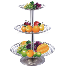 Exhibición de buffet de restaurante de hotel Placa de fruta con patrón de orificio de tres capas de acero inoxidable