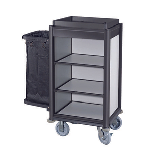 Carro de servicio de limpieza de aluminio pequeño compacto para hotel